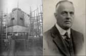 Launch of 'SS New York News' 1922, the last Derry-built ship. Right:  Trevisa Clarke, Managing Director, North of Ireland Shipbuilding Co.