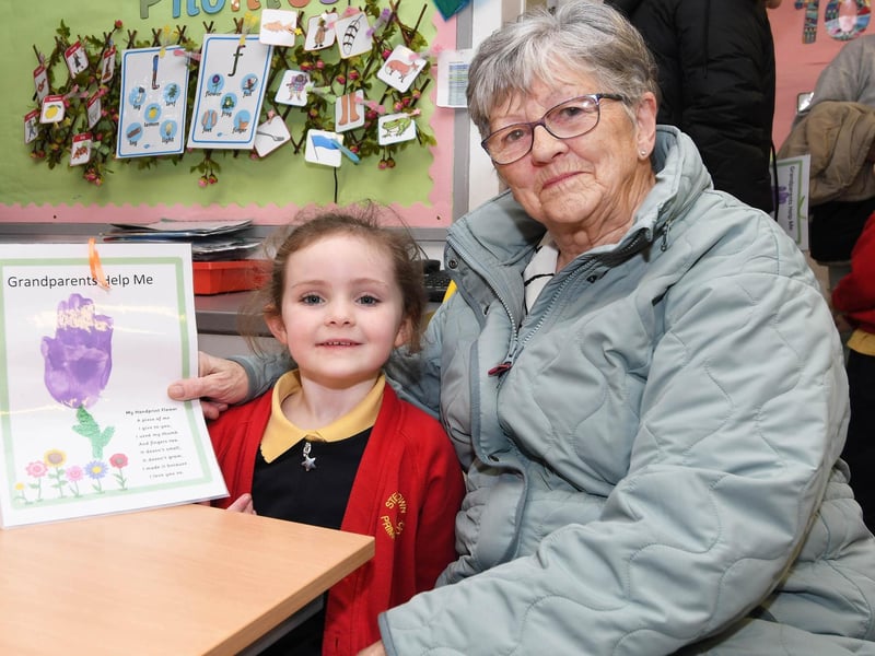 Aaliyah pictured with her granny at Grandparents To School Day.