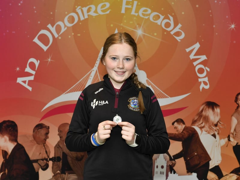 Beth Bradley achieved First place in Age 12 – 15 Slow Air Tin Whistle at Fleadh Mhór Dhoíre. Photo: George Sweeney