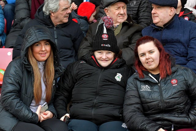 Fans pictured at the Derry v Meath Allianz Football League game at Owenbeg on Saturday. Photo: George Sweeney. DER2308GS – 34