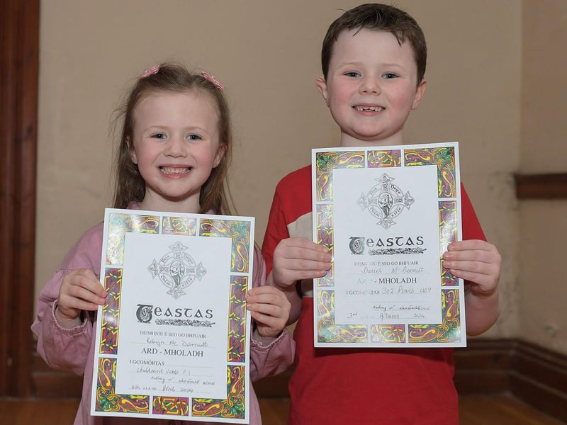 Robya McDermott was highly commended for P1 Children’s Verse while her brother Daniel was highly commended for U8 Piano at the Feis Dhoire Cholmcille on Thursday at St Columb’s Hall. Photo: George Sweeney.