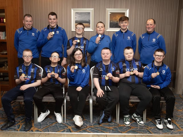 The Oxford Bulls pictured at the recent awards night in the Maldron Hotel with their coaches Leon Toland, Joe Kelly and Noel Crampsie.