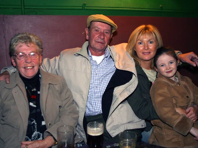 Frances and Lexie Smith with Annemarie Hutton and Vanessa Hutton :Enjoying a pint in Derry bars 20 years ago in 2003