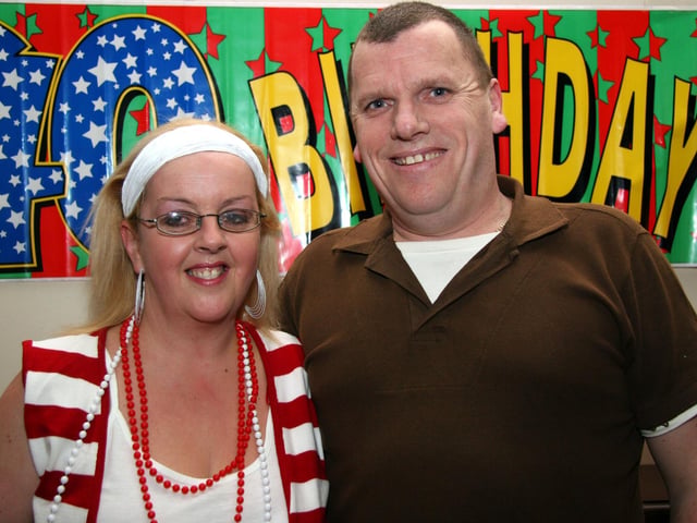 Birthday girl Marie smiles for the camera with her husband James on the occasion of her 40th birthday 0002JML : Parties and nights out in March 2006
