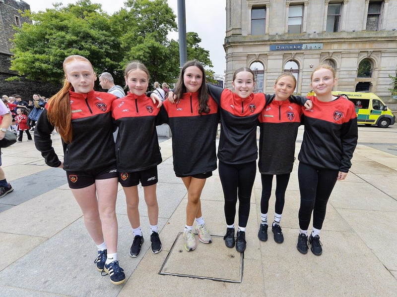 Phoenix Athletic footballers in Guildhall Square. Photo: George Sweeney