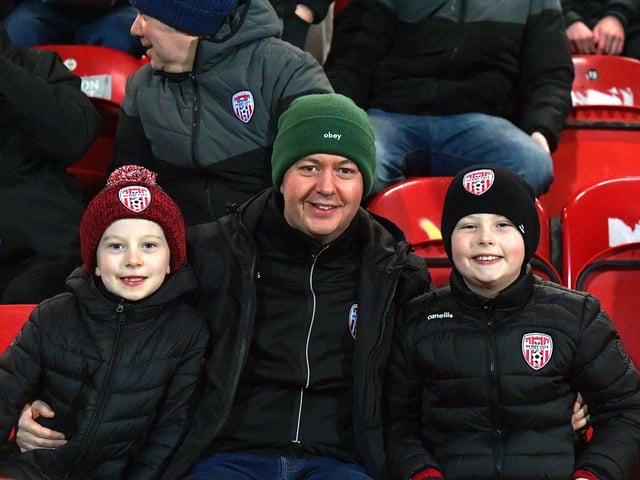 Derry City fans at the Brandywell on Friday evening. Photo: George Sweeney