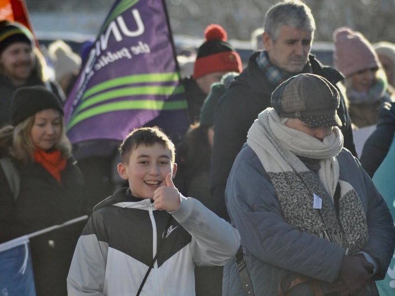 Striking public sector workers in Derry.