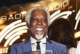 Billy Ocean holds up his Lifetime achievment Award during the Radio Regenbogen Award 2015 at Europapark in Rust, Germany.  (Photo by Andreas Rentz/Getty Images for Skoda)