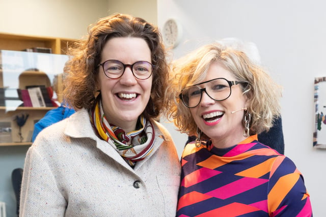 Designer Sonya Lennon (R) and Rosy Temple, CEO of Magee, at the official launch of the Yarns seminar in the Regional Cultural Centre in Letterkenny.
Picture By Joe Dunne 19/11/22:.