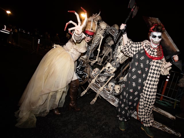 The Queen of Bones Chariot makes its way onto the parade route during Tuesday's Halloween celebrations in Derry. (Photos: Jim McCafferty Photography)