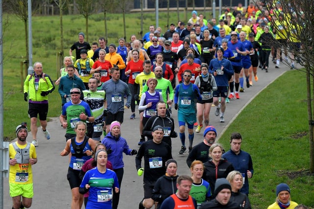 Runners make their way through St Columb’s Park during the Bentley Group Derry 10 Miler road race on Saturday morning. Photo: George Sweeney. DER2310GS – 100
