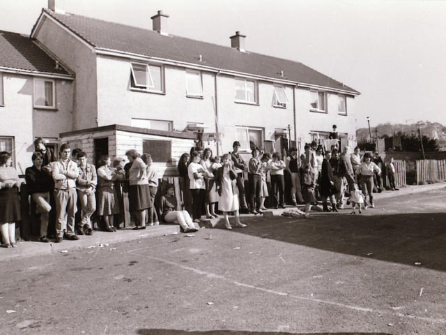 Residents out on the street back in 1985.