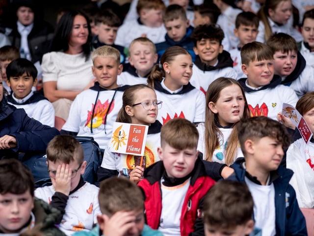 Participants at the Derry Diocese Fan The Flame annual Mass 2025 in Celtic Park.
