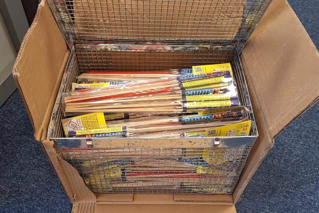 Fireworks seized by police.