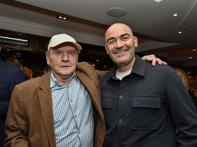 Paul McGuinness and Sean Hargan at the Derry City FC celebration of 40 years in the League of Ireland held in the Everglades on Saturday evening. Photo: George Sweeney