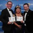 Licensees Alan and Val Rodden are presented with the Store of the Year Award and the Excellence in Community Engagement Award by Maxol CEO Brian Donaldson.
