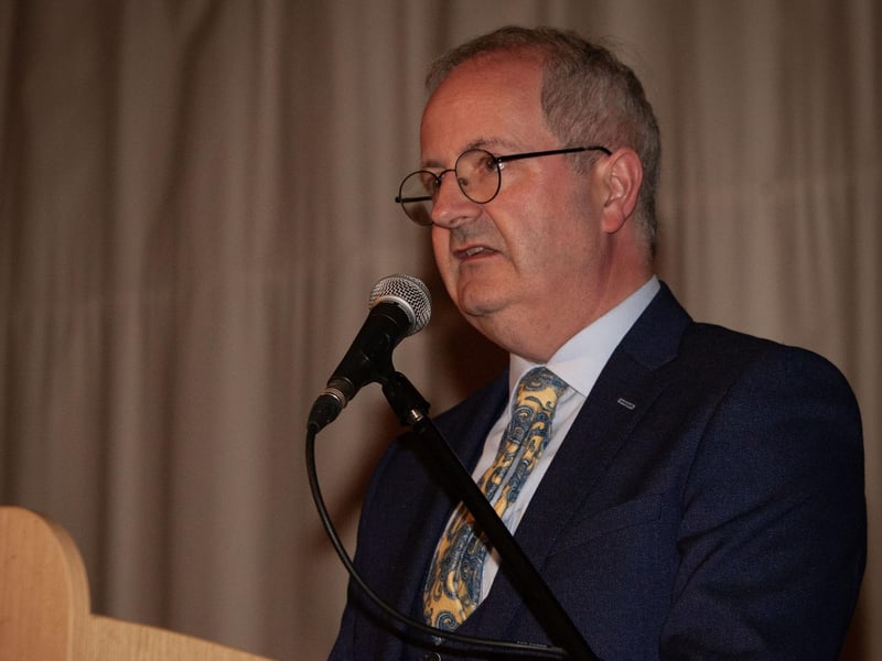 Mr. John Harkin, Principal, Oakgrove Integrated College, addressing the attendance at the school's Senior Prizegiving on Thursday last.