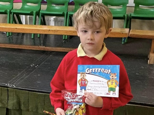 Pupils from Ballougry Primary School pictured at the Harvest Assembly and Food Bank held in the school on Wednesday morning.