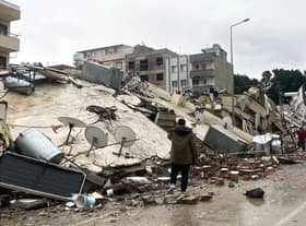 Destruction following the earthquake.