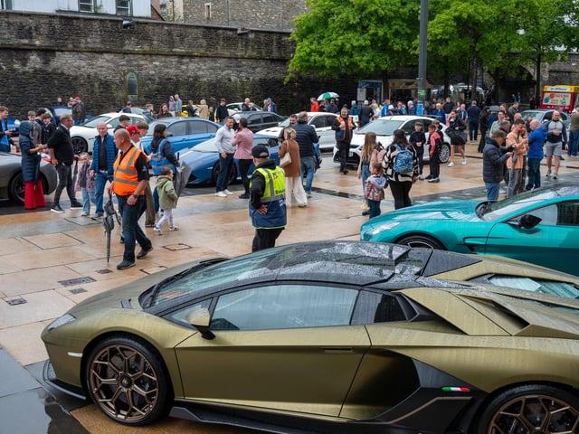 Derry City and Strabane District Council Mayor, Councillor Lilian Seenoi-Barr has hosted Supercar Saturday in Guildhall Square to raise money for the Mayoral Charity Bud Club. The event attracted car enthusiasts and owners from across the region to support aid the local charity. Picture Martin McKeown. 24.05.25