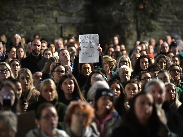 Some of the large attendance at the Rally for Women's Safety held in the Guildhall Square on Friday evening. Photo: George Sweeney
