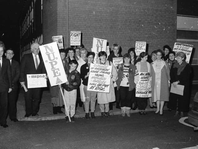 A protest against the proposed closure of Anderson House outside Gransha Hospital