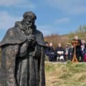 His Excellency, Archbishop Luis Mariano Montemayor, Papal Nuncio addresses those gathered at the unveiling of a statue commemorating Friar Seamus Hegarty at Fr Hegarty's Rock on Friday. (See Inside).