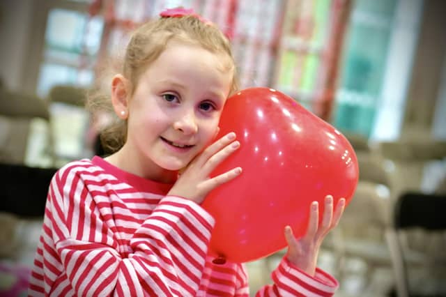 A happy face at the Valentine's day celebration.