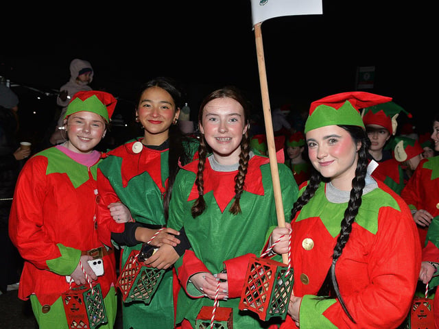 Thornhill College pupils take part in the Culmore Community Partnership Elf on Friday night. Photo: George Sweeney
