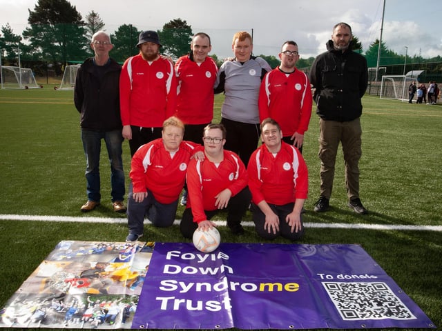 The New Horizons Partnership (Strabane) team which took part in Friday's Foyle Down Syndrome Trust's Peace Games at the Waterside Shared Village pitches. (Photos: Jim McCafferty Photography)