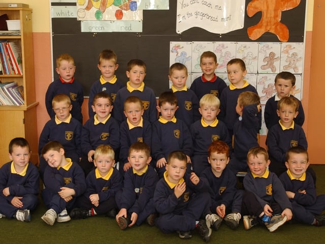 Junior Infants from St Patricks Boy's School, Carndonagh. (1209PG02):20 years on: Young people across Derry and Donegal starting school in September 2003