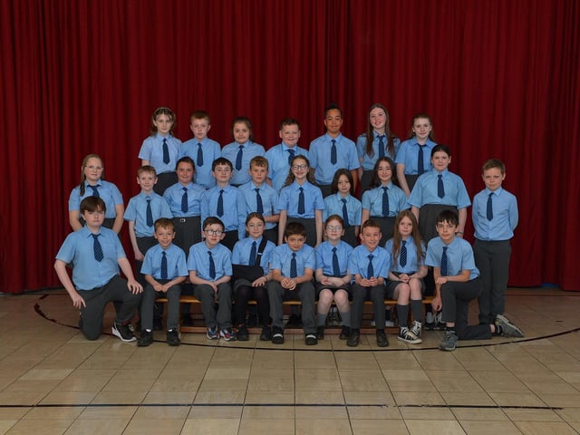 Mrs McRory’s P7 leavers class at St Anne’s Primary School. Photo: George Sweeney. DER2320GS – 55