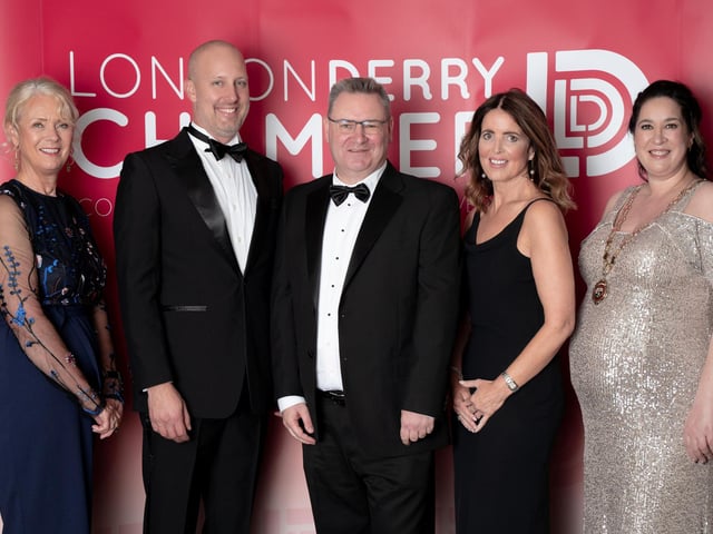 Chamber CEO Anna Doherty, US Consul General James Applegate, John McKeown from CRASH Services, Maurece Hutchinson from JMK Solicitors and Chamber President Selina Horshi.