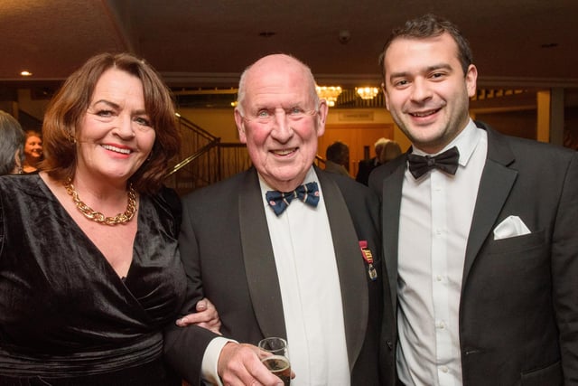 Deborah Fields, Donal Hill and Nickey Morton pictured at Londonderry Musical Society’s 60th Anniversary dinner in the White Horse Hotel. Picture Martin McKeown. 14.01.23