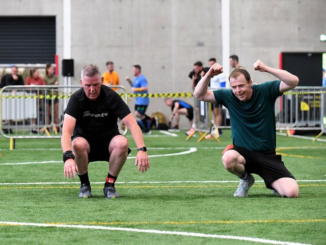 Competitors in the Hyrox Fitness Challenge held at Sean Dolans GAC on Saturday.  Photograph: George Sweeney