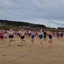 New Year's Day dippers on January 1, 2024 at Culdaff beach.