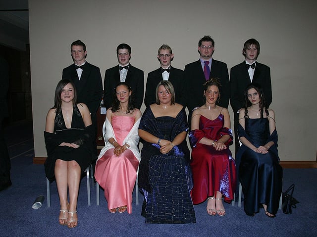 Seated: Rosie McDonald, Rosaleen Davey, Jemima Nesbitt, Caoimhe Quigley and Leanne Morgan. Standing: Peter Moore, Conall McHugh, Eddie Moore, Chris Woolridge and Michael McLaughlin. (0403T08)