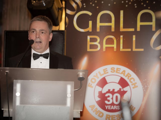 Stephen Twells, chair, Foyle Search and Rescue, addressing the attendance at Saturday's 30th Anniversary Gala Ball in the Everglades Hotel, Derry.