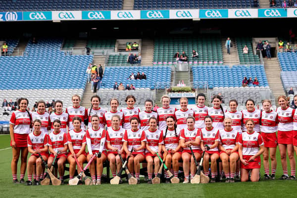 Derry line out in Croke Park for the Very Camogie League Division 2A Final against Westmeath. (Photo: INPHO/Ryan Byrne)