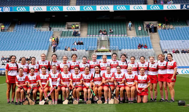 Derry line out in Croke Park for the Very Camogie League Division 2A Final against Westmeath. (Photo: INPHO/Ryan Byrne)