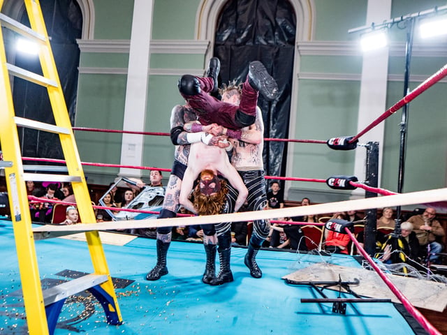 Tag teamed with a pile driver.