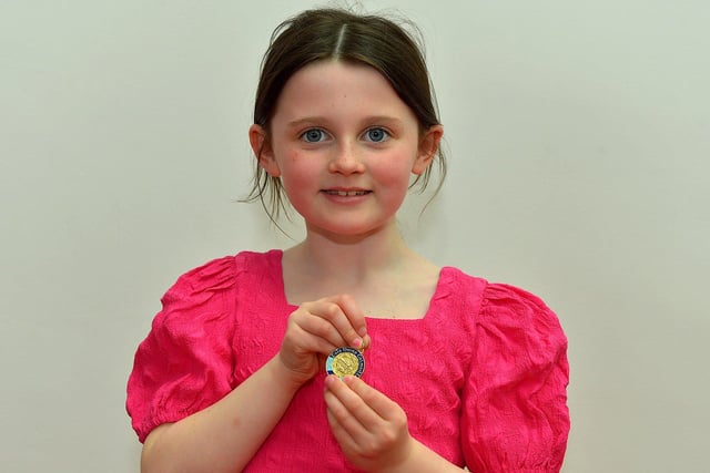 Ivy Rose Walsh was placed first in P4 Irish Verse at the Feis Dhoire Cholmcille on Thursday at the Millennium Forum. Photo: George Sweeney.  DER2315GS – 173