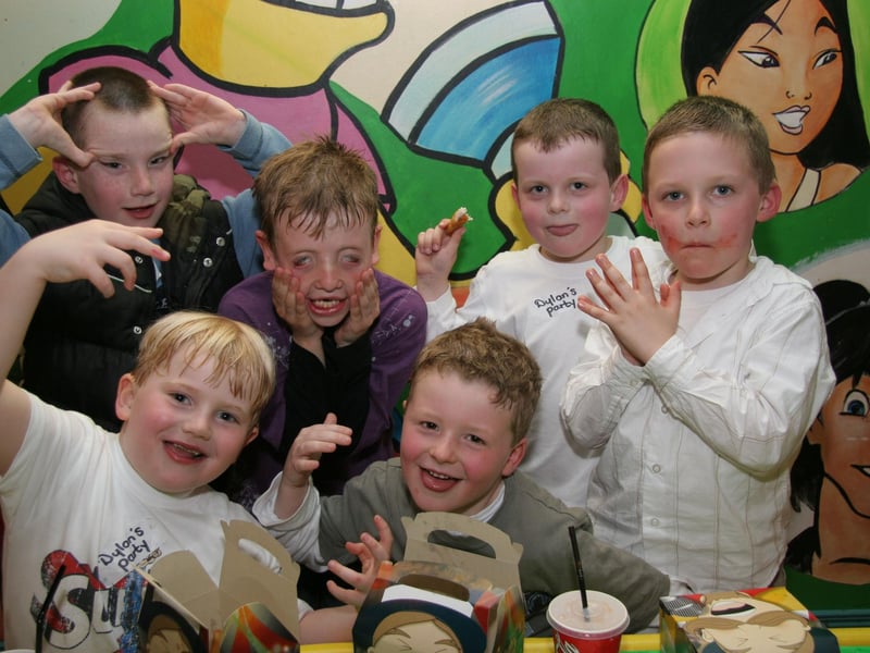 Party animals, Ethan, Adam, John, Emmett, Conor and Shea have fun at Bananas 0568JML : Parties and celebrations June 2006: Dylan McDaid.
