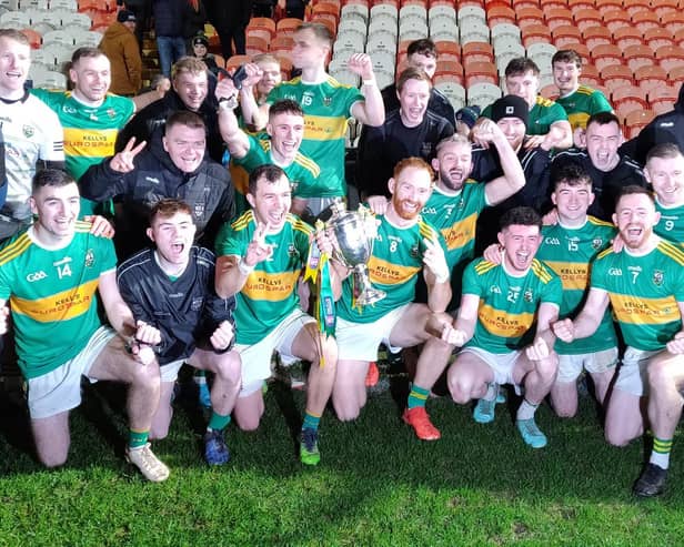 Watty Graham's, Glen celebrate after retaining their Ulster Senior Football title against Scotstown in the Box-It Athletic Grounds on Sunday