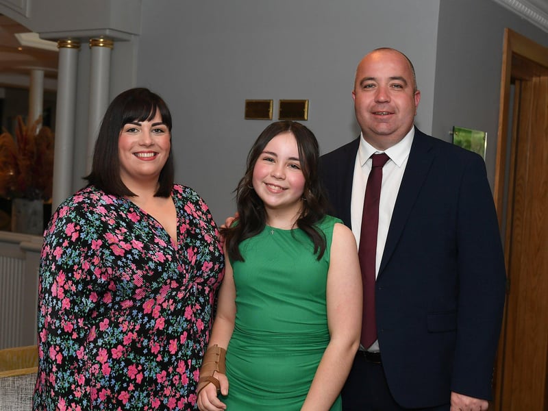 SDLP councillor Brian Tierney his wife Cheryl and daughter Mary-Kate pictured at 2024 Derry Journal BetMcLean People Awards. Photo: George Sweeney