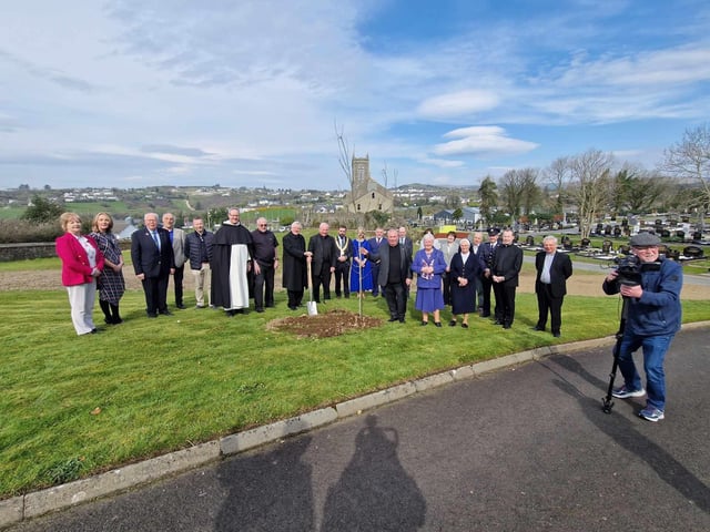 Guests gathered at Cockhill on Friday where an oak tree was planted by Bishop Donal McKeown, Archbishop Luis Mariano Montemayor, Papal Nuncio and Fr Francis Bradley PP.