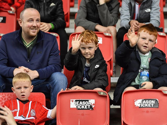 Fans attend the Derry City open training session on Monday morning in  Brandywell Stadium. The event was organised at part of the Gasyard Feile.  Photo: George Sweeney / Derry Journal