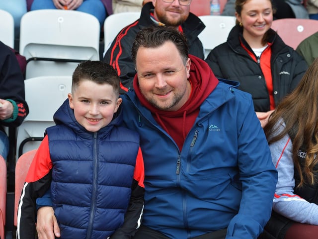 Fans in Celtic Park on Sunday afternoon for Derry's National football League game against Mayo. Photo: George Sweeney