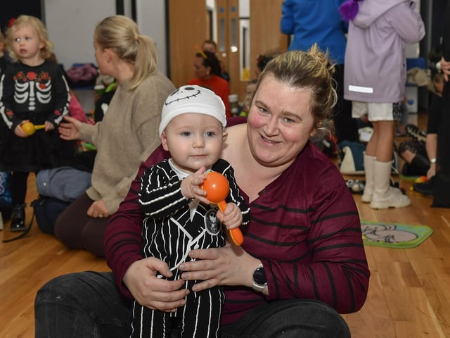 Pictured are young children and relatives at the he Waterside Shared Village cross-community Halloween kids costume party and disco with entertainment from Jo Jingles and Gary McMusic.