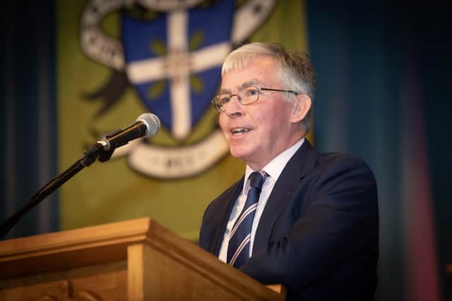 Niall Downey, addressing the St. Columb's College prize-giving recently.
